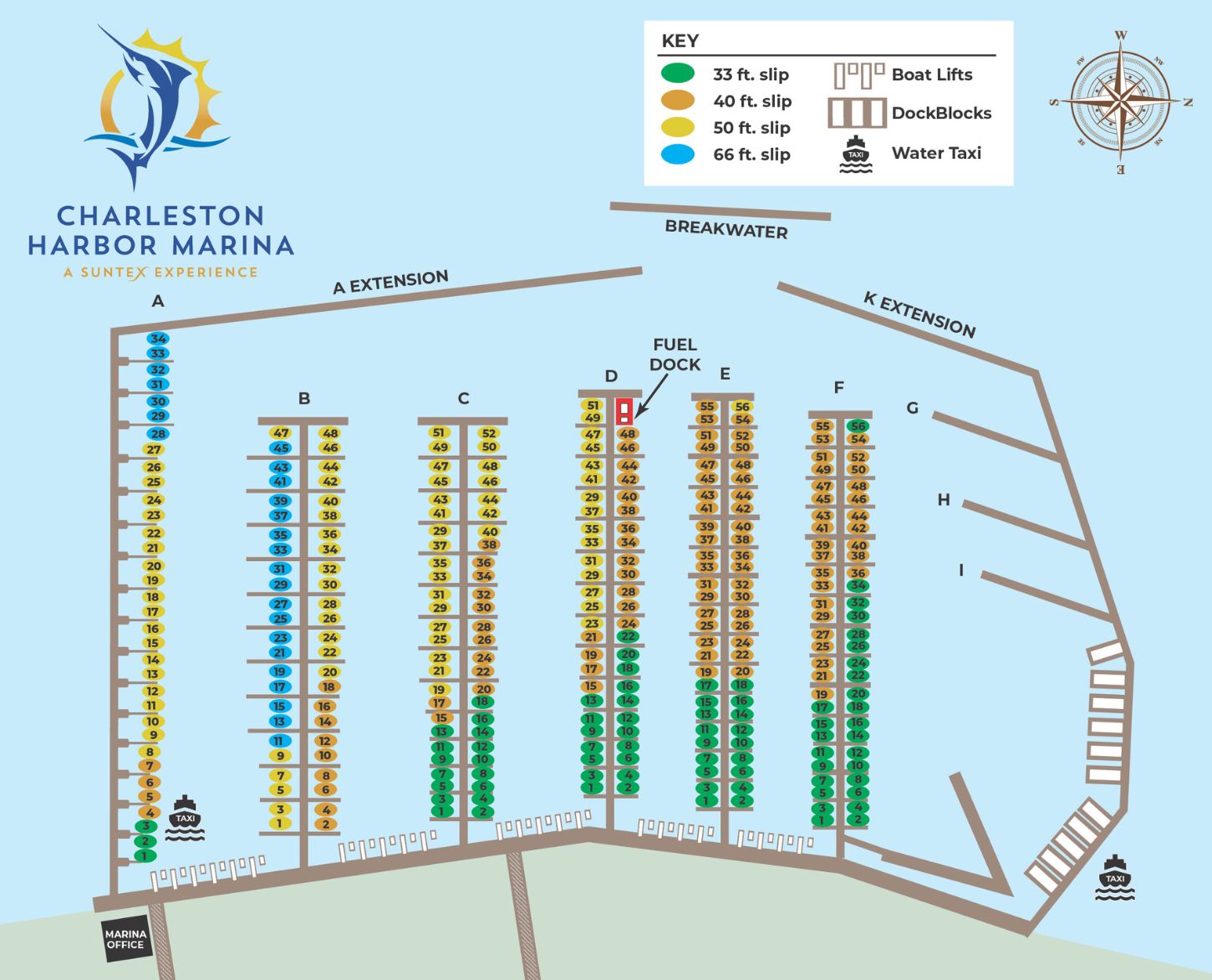 Charleston Harbor Slips Map
